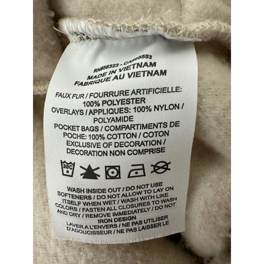 Nike Kids Girls Sherpa Fleece Full Zip Hoodie Sanddrift Beige FJ6019-126 XL